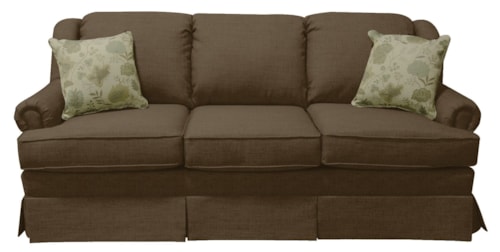 Traditional Skirted Sofa with Rolled Arms