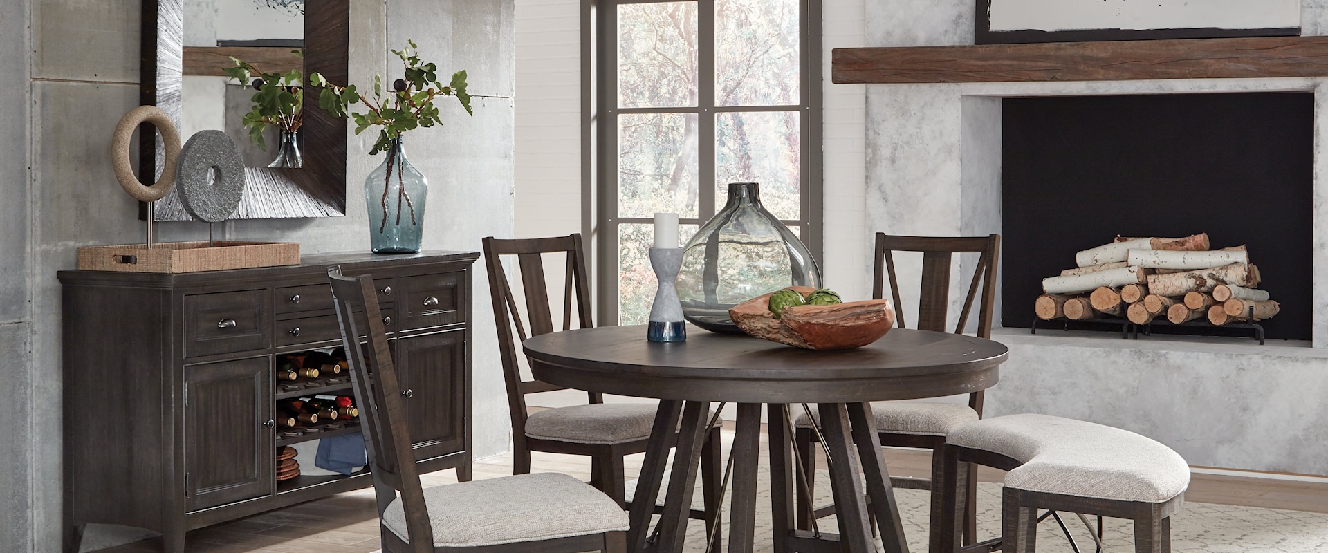 Casual 5-Piece Dining Set with Bench
