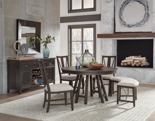Casual 5-Piece Dining Set with Bench