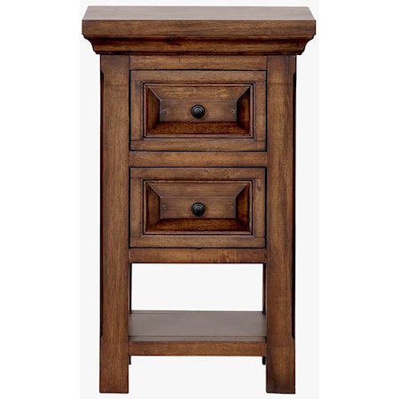 Transitional 2-Drawer Nightstand with Lower Display Shelf