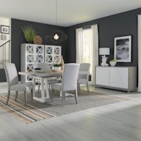 Modern Farmhouse 5-Piece Double Pedestal Dining Table Set