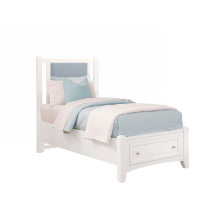 Blue Upholstered Twin Bed