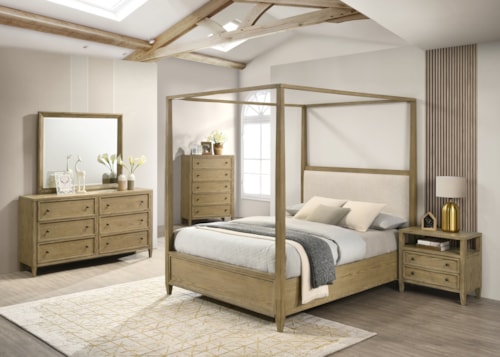 5-Piece Rustic Canopy Bed Bedroom Set - Queen