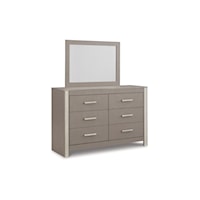 Contemporary 6-Drawer Dresser with Mirror