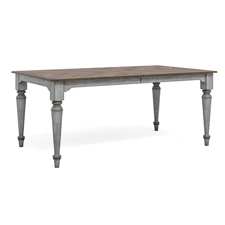 Relaxed Vintage Rectangular Dining Table with Two-Tone Finish and Table Leaves