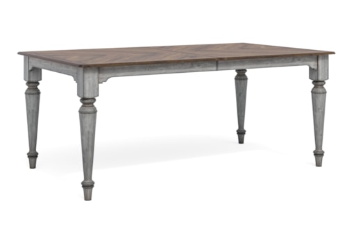 Relaxed Vintage Rectangular Dining Table with Two-Tone Finish and Table Leaves