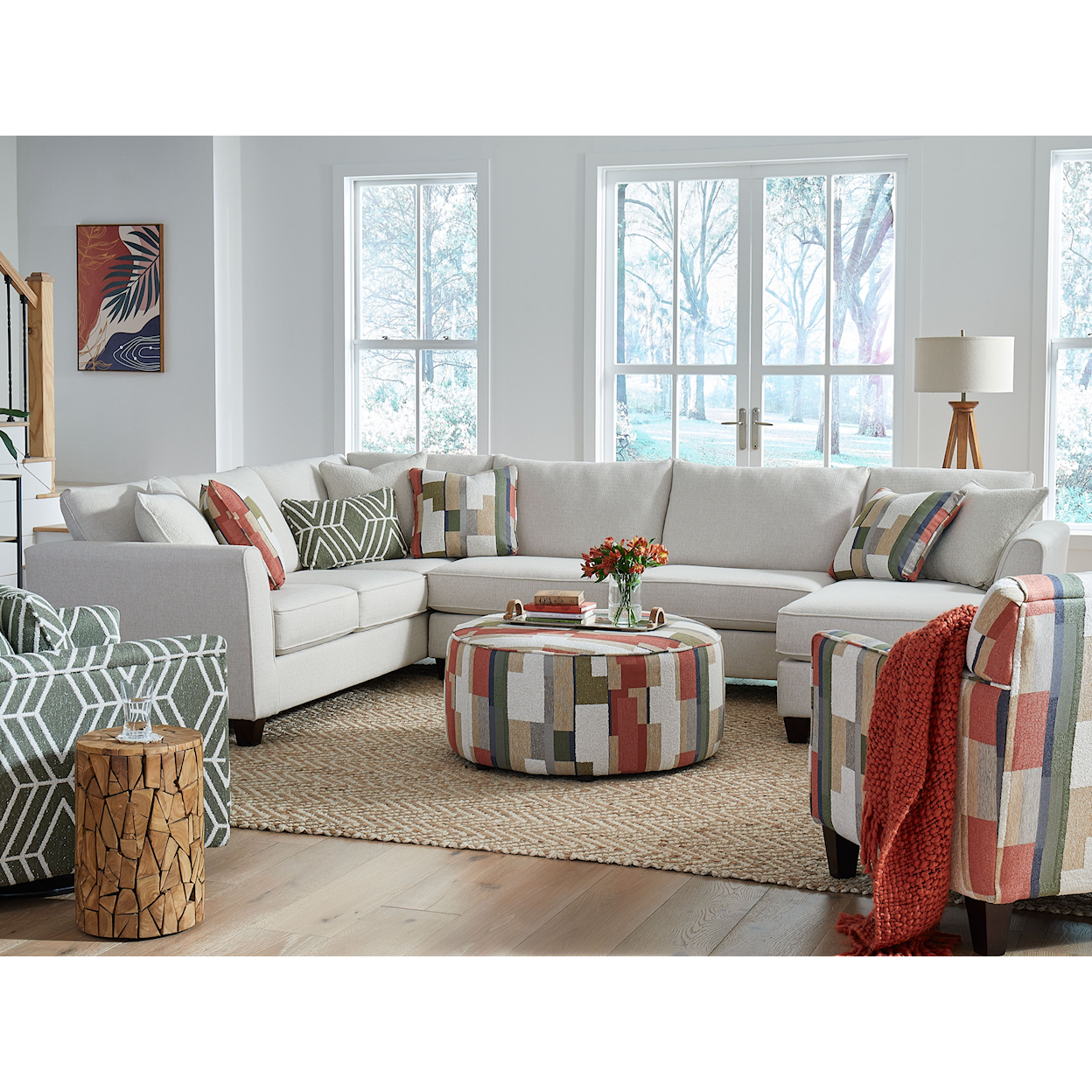 Fusion Furniture 28 SUGARSHACK GLACIER Sectional with Chaise