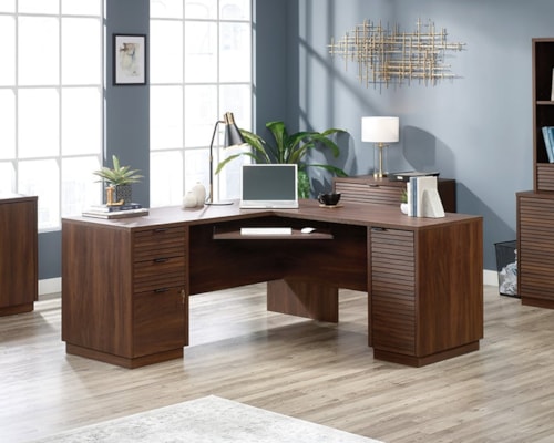 Contemporary Englewood L-Shaped Desk with File Cabinet Storage