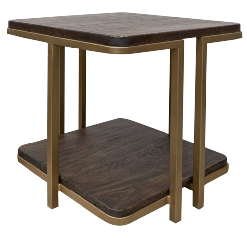 Mid-Century Modern End Table with Lower Shelf