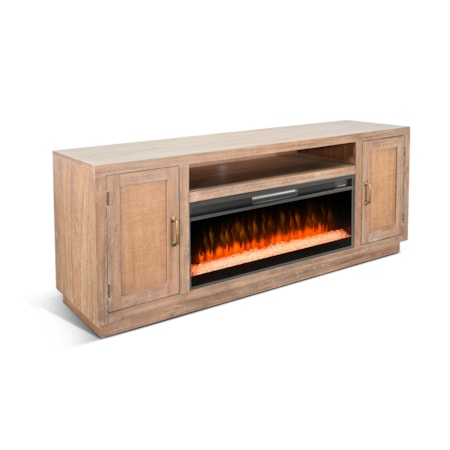 78" Cane Media Console W/ Electric Fireplace