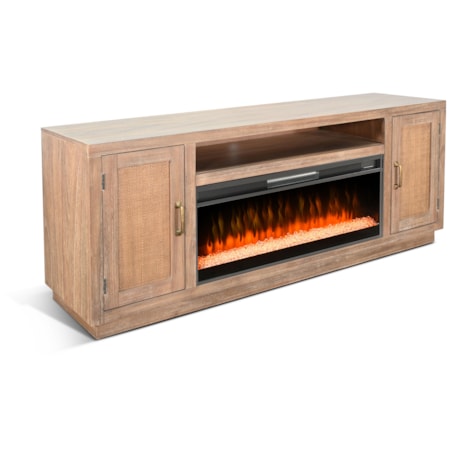 78" Cane Media Console W/ Electric Fireplace