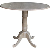 Round Dropleaf Pedestal Table in Taupe Gray