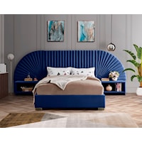 Contemporary 3-Piece Navy Velvet Queen Bedroom Set