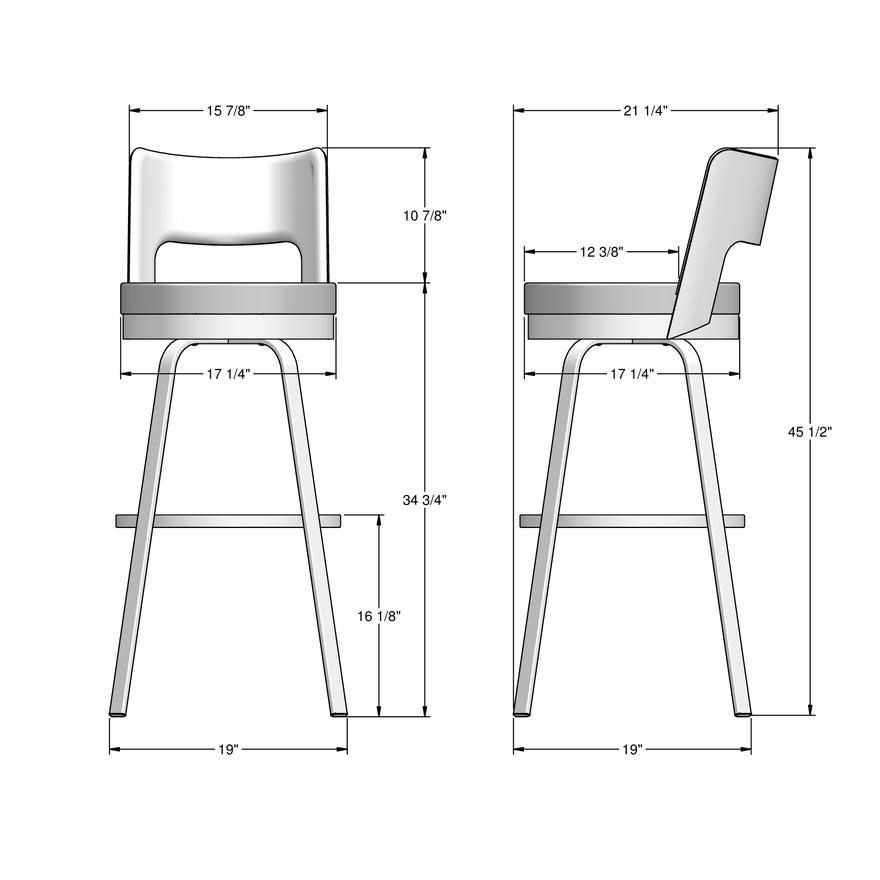 34" Upholstered Spectator Swivel Stool
