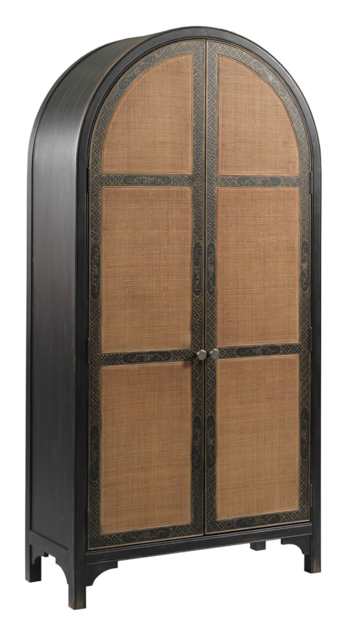 Transitional Arched 2-Door Tall Cabinet with 2 Hidden Drawers