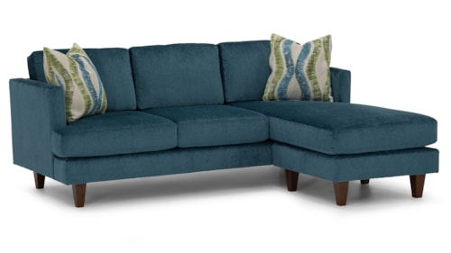 Transitional Sofa with Chaise and 2 Toss Pillows