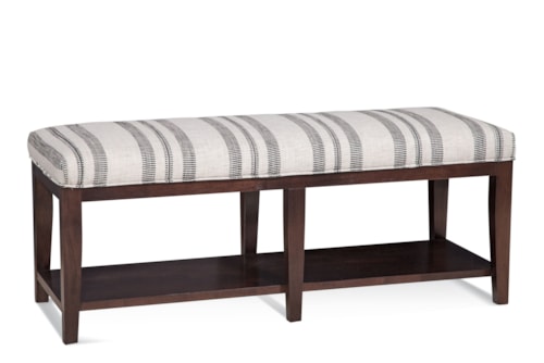 Transitional Upholstered Bench with Lower Shelf