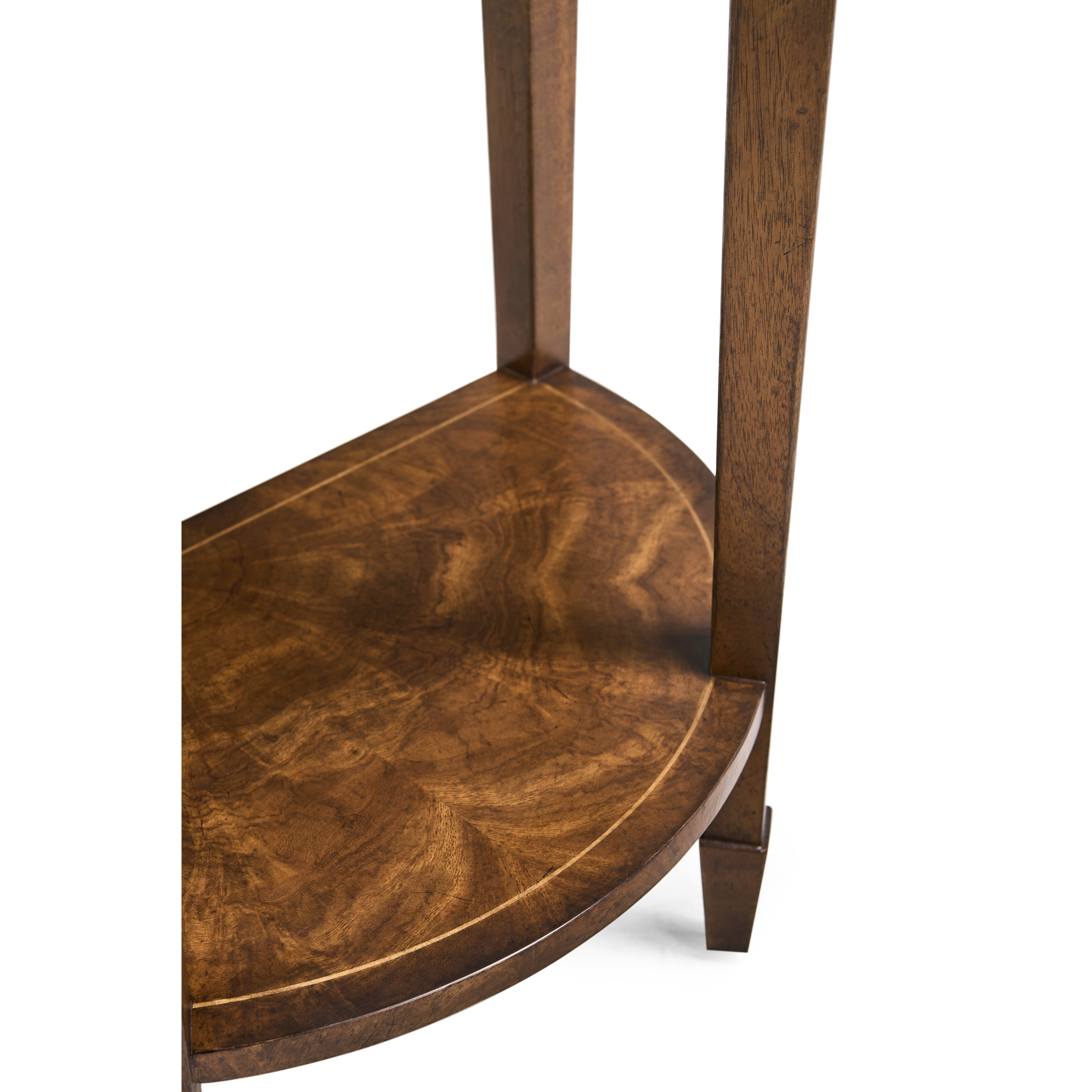 Jonathan Charles JC Traditional Crotch Walnut Demilune Narrow Tables