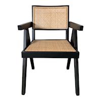 Mid-Century Modern Black Solid Elm Chair 