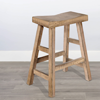 Farmhouse Mahogany Wood Saddle Seat Stool