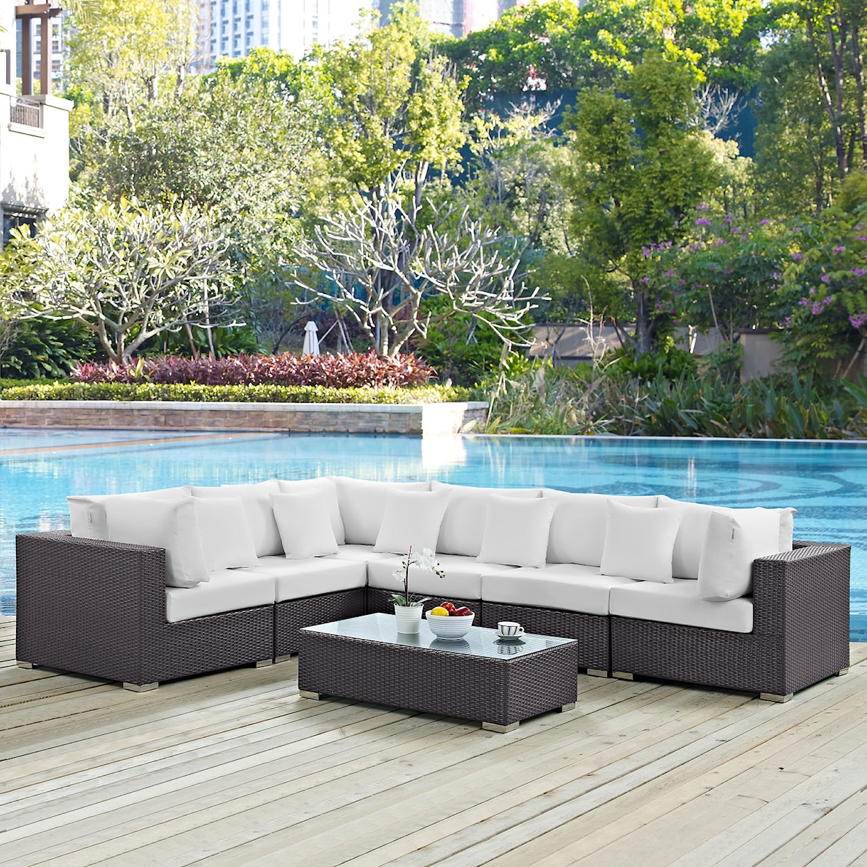 Modway Convene Outdoor 7 Piece Sectional Set