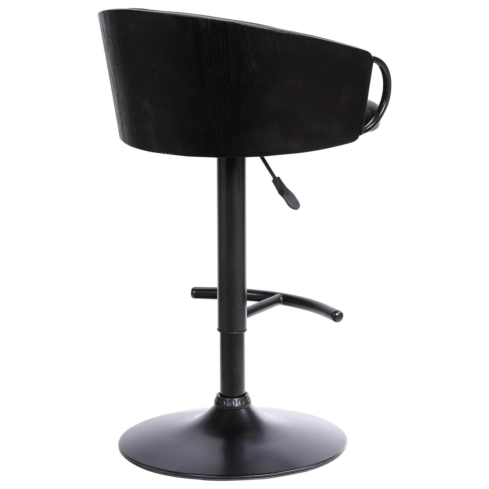 Adj. Black Faux Leather Swivel Barstool