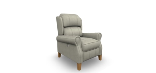 Transitional High Leg Push-Back Recliner with Rolled Arms