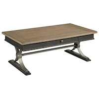 Transitional Rectangular Coffee Table with Trestle Base