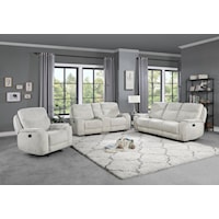 Transitional White Power Footrest Reclining Living Room Set