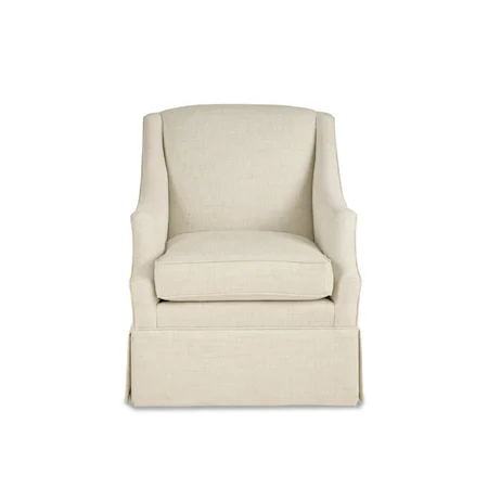 Transitional Swivel Chair with Scoop Arms and Skirted Base
