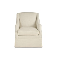 Transitional Swivel Chair with Scoop Arms and Skirted Base