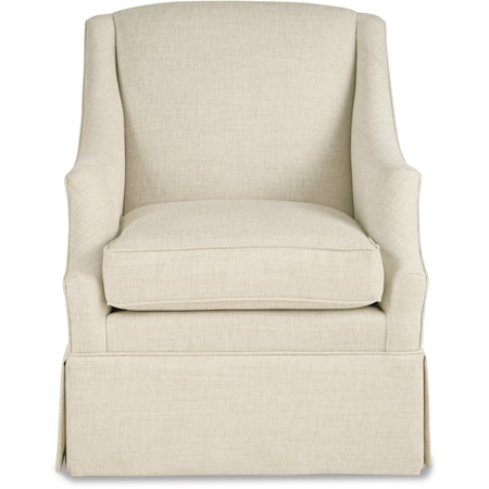 Transitional Swivel Chair with Scoop Arms and Skirted Base