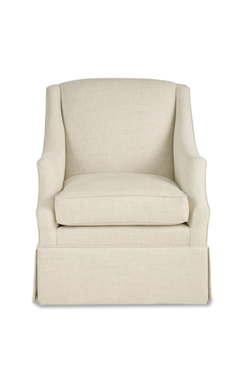 Transitional Swivel Chair with Scoop Arms and Skirted Base