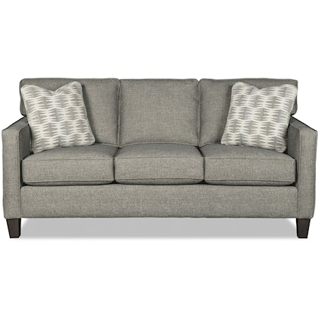 Customizable Sofa with Track Arms, Semi Attached Box Back,  Welt Cords, and Tapered Legs