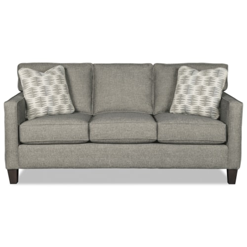 Customizable Sofa with Track Arms, Semi Attached Box Back,  Welt Cords, and Tapered Legs