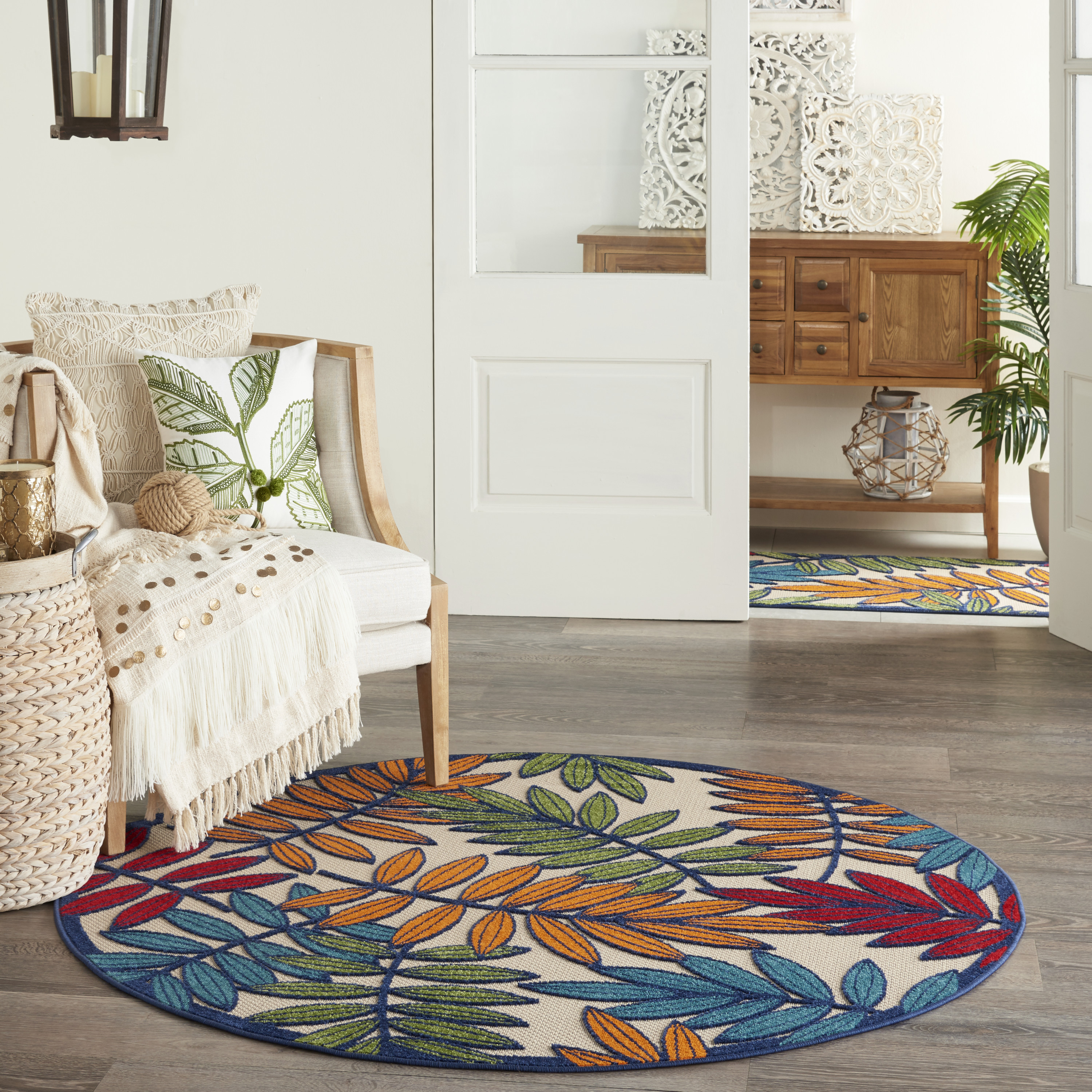 Nourison Aloha ALH18-MTC-4'Round 4' Multicolor Round Rug | Baer's ...