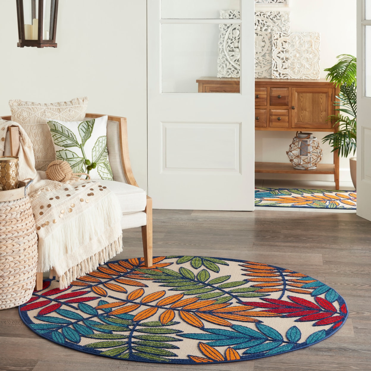 4 Round Rug Nourison Aloha ALH18-MTC-4'Round 4' Multicolor Round Rug | Baer's ...
