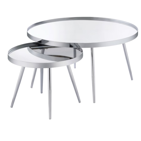 2-Piece Mirror Top Nesting Coffee Table