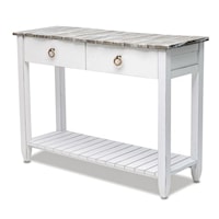 Coastal Picket Fence 2-Drawer Console Table with Open Shelf - Grey