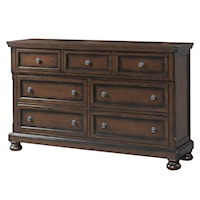 Transitional 7-Drawer Dresser with Bun Feet