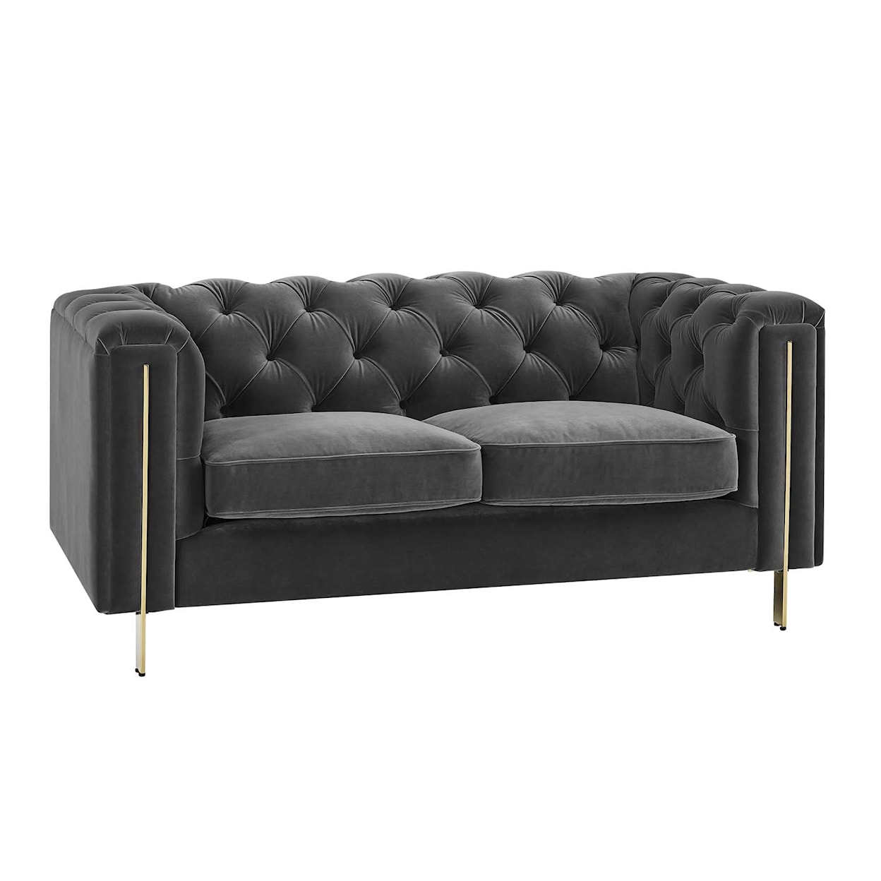 Prime Charlene Velvet Button-Tufted Chesterfield Loveseat