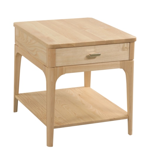 Transitional 1-Drawer End Table with Brass Pull