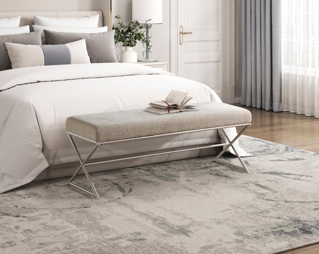 Homelegance Wexley Chic Upholstered X-Base Accent Bench