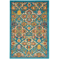 2' x 3' Turquoise Ivory Rectangle Rug