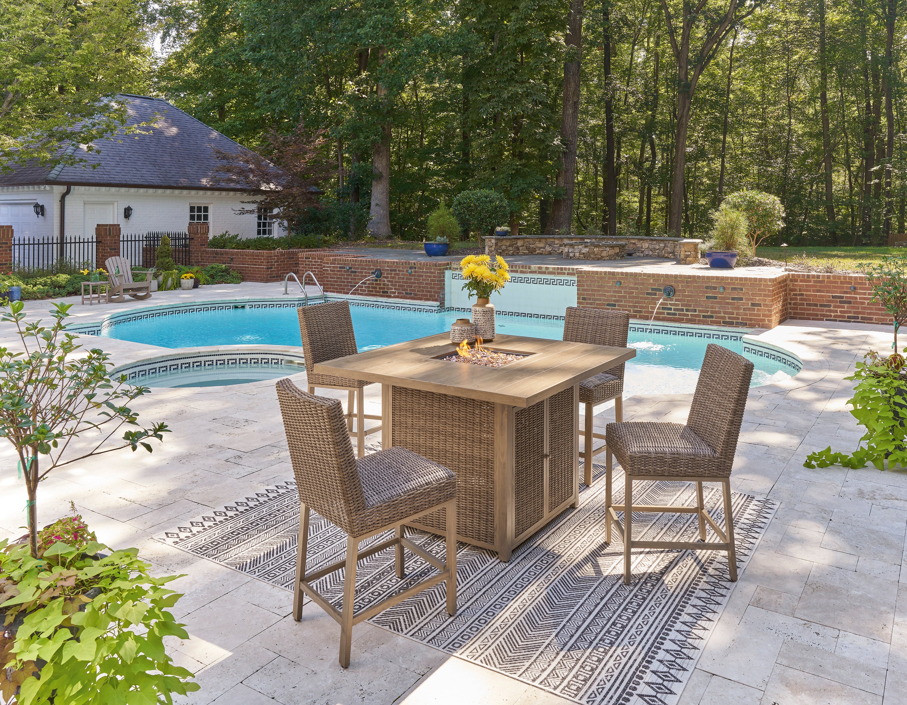 5-Piece Bar Height Fire Pit Dining Set