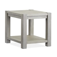 Contemporary Rectangular End Table with Lower Storage Shelf