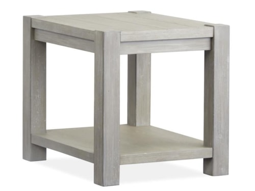 Contemporary Rectangular End Table with Lower Storage Shelf