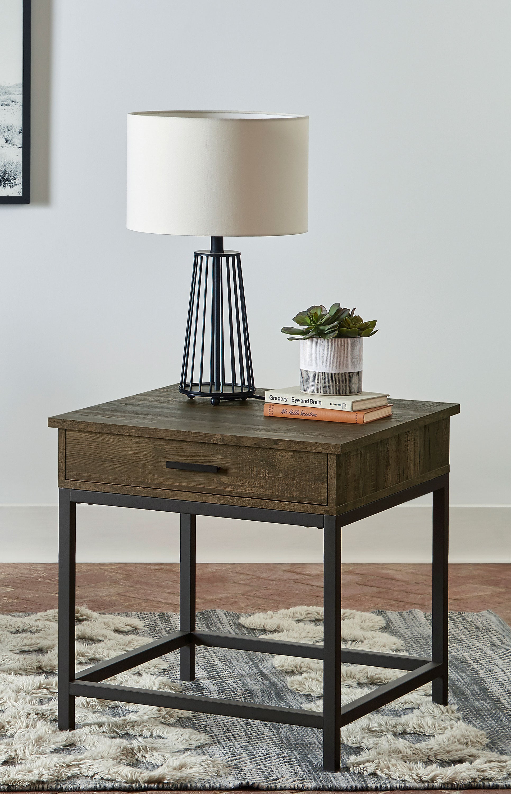 Robbie JONI  JONI BROWN OAK END TABLE W/DRAWER |