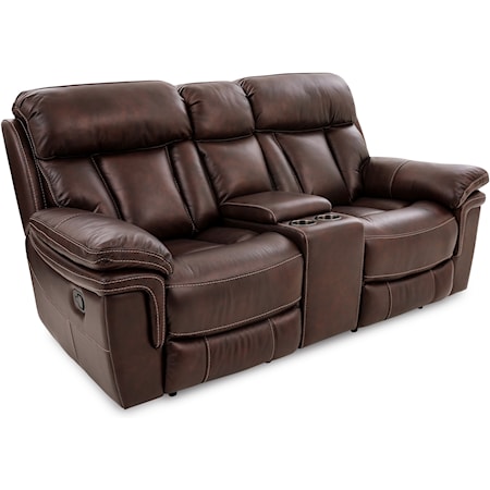 Contemporary Power Reclining Console Loveseat with Cupholders