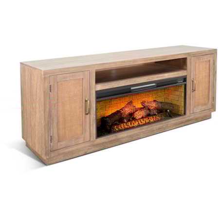 78" Cane Media Console W/ Electric Fireplace